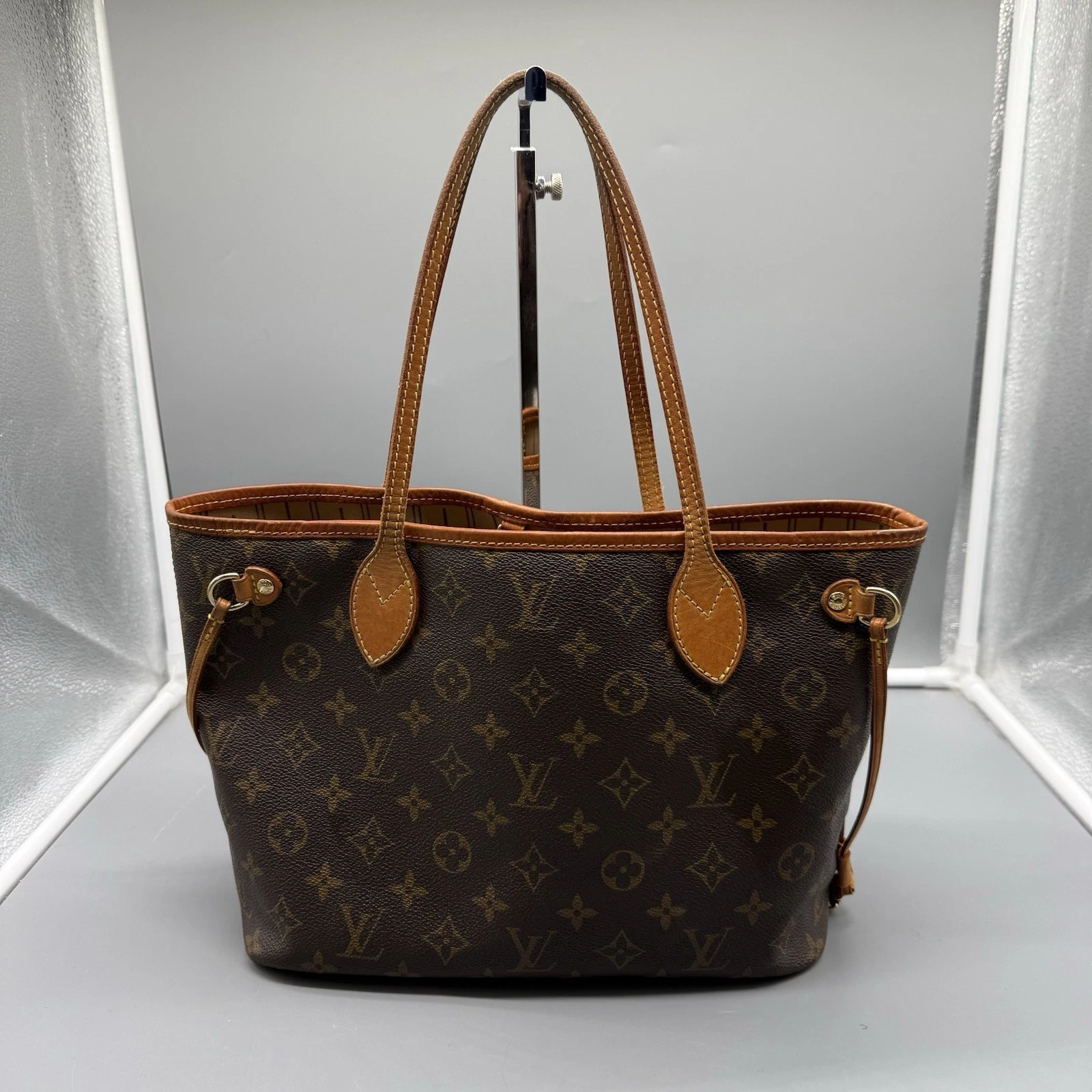 Louis Vuitton Neverfull PM Monogram Tote Bag Brown/Beige w/ COA