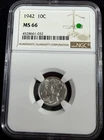 1942 S Mercury Dime 10c NGC MS66 - Bright Blazer & NGCHolder
