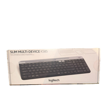 Logitech K585 Multi-Device Slim Wireless Keyboard, Built-in Cradle - Graphite
