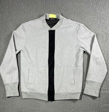 T by Alexander Wang Jacket Mens Small Gray Snap Front Mesh Lined Rib Knit