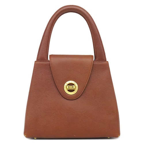 GIVENCHY Handbag logo metal leather  Brown Gold Metal Tea Vintage  【USED】