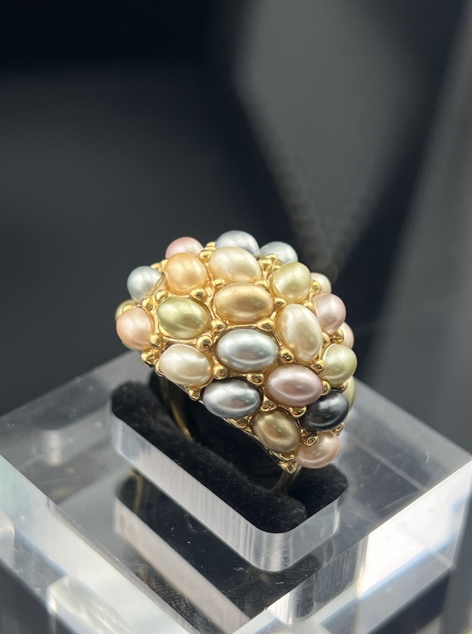 Kenneth Jay Lane KJL Dome Ring Pearl Cabochons VT… - image 6