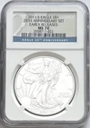 2011 S BURNISHED SILVER EAGLE S MINT MARK 25TH ANNIV. EARLY RELEASES NGC MS70