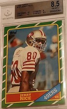 ♨️💵🔥📈  1986 TOPPS JERRY RICE RC ROOKIE BGS 8.5 NM/MINT+ W/ 10 & RISING $$ HOF
