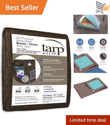 12x20 ft Poly Tarp Waterproof Reversible All-Purpose Camping Pool Cover