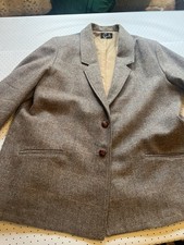 Vintage 100% Wool Herringbone Blazer Windowpane Academia Jacket