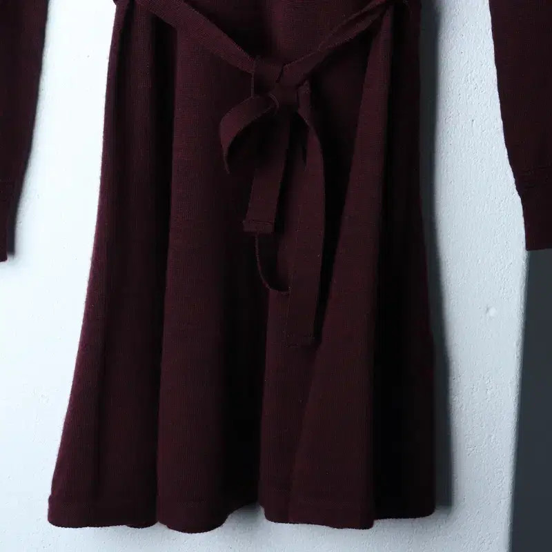 Lacoste W(L) Burgundy Wool Knit Dress, Women's Sweater Dress 17040 thumbnail 4