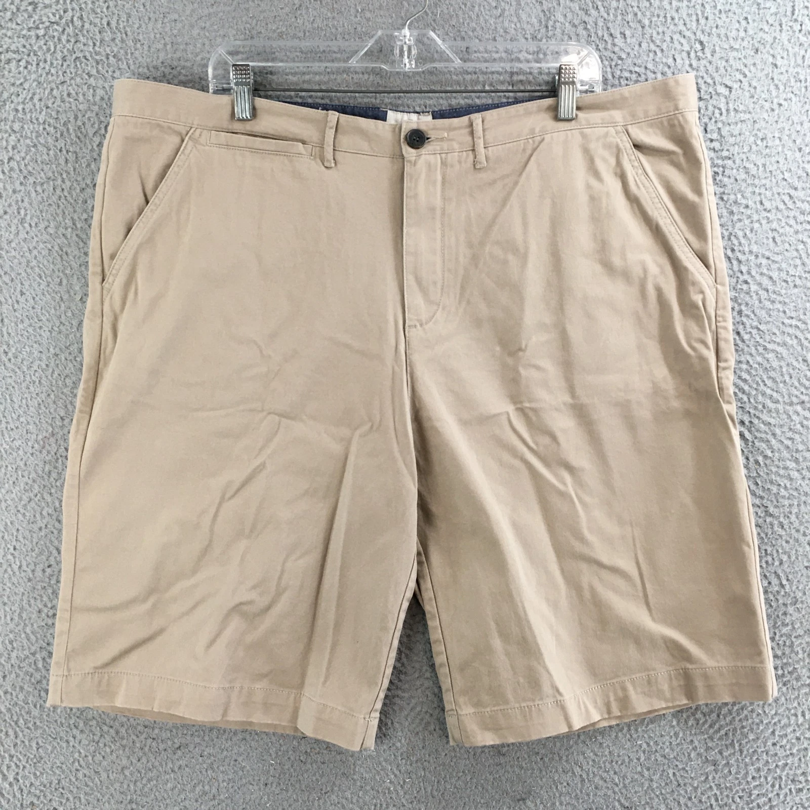 JACHS Chino Shorts Mens 42 High Rise Flat Front Zip Fly Classic Khaki Beige NEW