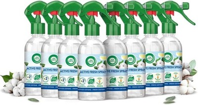 Airwick Pack of 8 Air Freshener Spray 250 ml, Active Fresh Spray with Cotton