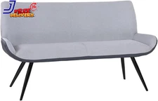 Armen Living Coronado Upholstered Fabric & Metal Dining Bench in Gray/Black