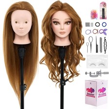28" Human Hair Mannequin Head - 80 Real Hair for Makeup  Hair Styling Practice