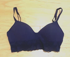 Natori bra 30b navy blue, dark blue, comfort bra, lace, lightly lined