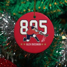 Alexander Ovechkin 895 Goal Leader Ceramic Christmas Ornament - Washington Fans