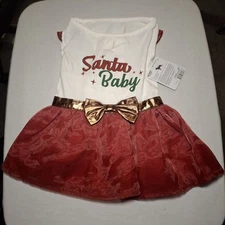Merry Makings Holiday Santa Baby Dog Dress Christmas Size Large Red Gold Bow New