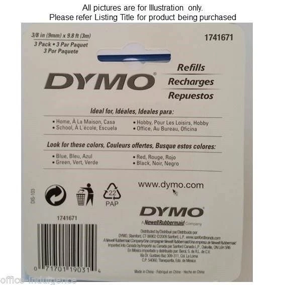 3 Pack Dymo Xpress Embossing Tape 9mm x 3M Assorted Red Blue Green 1741671 - image 4 of 4