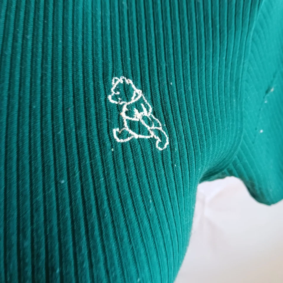 Top para mujer pequeño vintage cuello alto Winnie The Pooh verde tejido acanalado años 70  Foto 4 de 4