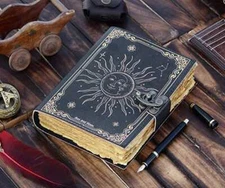 Grimoire sun & moon journal handmade deckle edge old paper sketchbook journal
