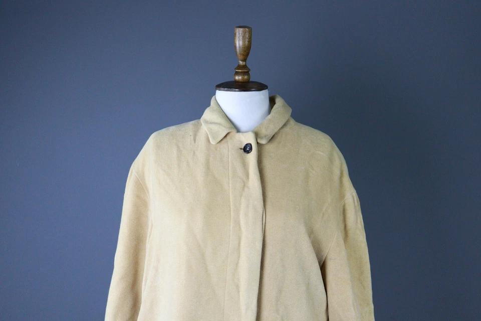 Jil Sander бежевый альпака шерсти винтажный Lagenlook пальто размер 36 / маленький - Изображение 2 из 4