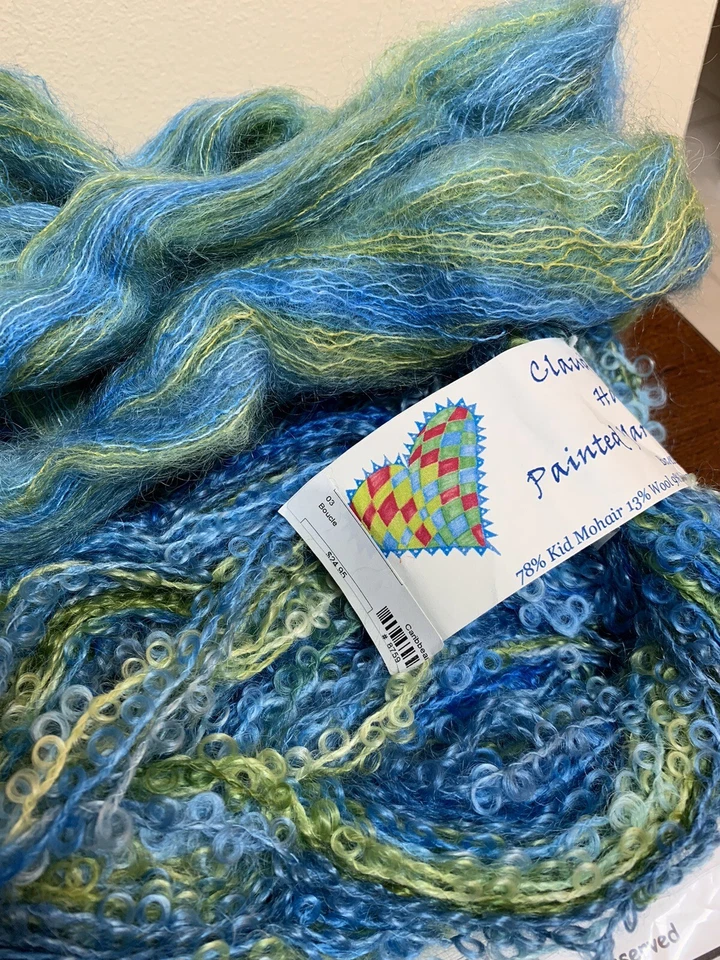 Claudia Hilos Pintados a Mano Azul Caribe Chacha Francesa Bufanda Kit Mohair Foto 3 de 4