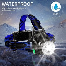 25000LM LED Headlamp Rechargeable Headlight Zoomable Head Torch Lamp Flashlight