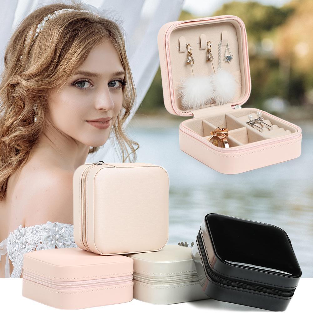 Small Jewellery Box Organizer Travel Leather Carry Storage Case Jewelry