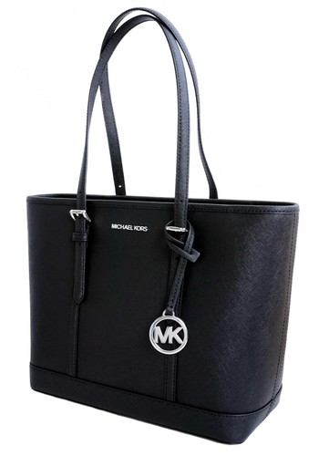 Sac Michael Kors sac à main Jet Set Travel SM TZ Shldr mort noir argent neuf - Photo 2 sur 13
