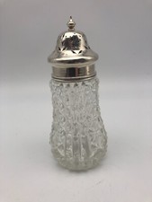 Silver Topped Crystal Sugar Shaker Birmingham 1922 by Levi & Salaman