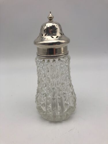 Silver Topped Crystal Sugar Shaker Birmingham 1922 by Levi & Salaman