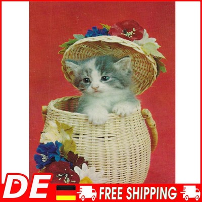 5D DIY Full Round Drill Diamond Painting Cat Kit Home Decoration Art Craft