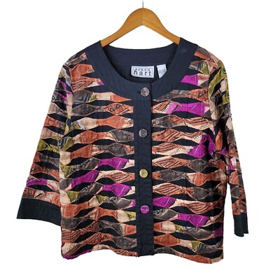 Vintage Keren Hart Jacket Size Large Coat Patchwork Pink Orange Fall Autumn 
