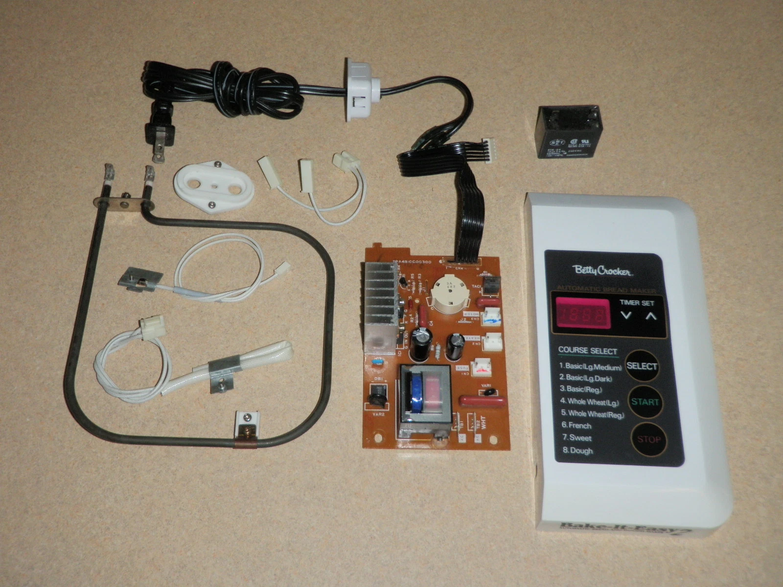 Betty Crocker bread machine Control Panel PCB Fuse Sensor Element Cord BC-1692