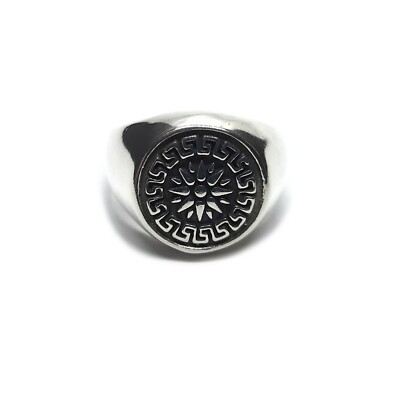 Genuine Sterling Silver Men's Ring Compass Meanders Solid Stamped 925 Handmade