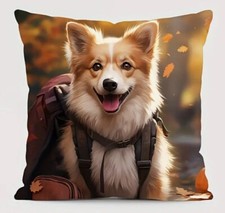 Small Dog Puppy Cavalier Corgi Portrait Double Sided Throw Pillow Cover Decor
