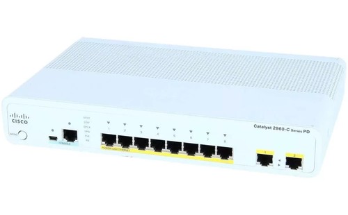 Boxed Cisco Refresh WS-C2960CPD-8PT-L 8x10/100 FE 2x Gigabit RJ45 PoE Switch