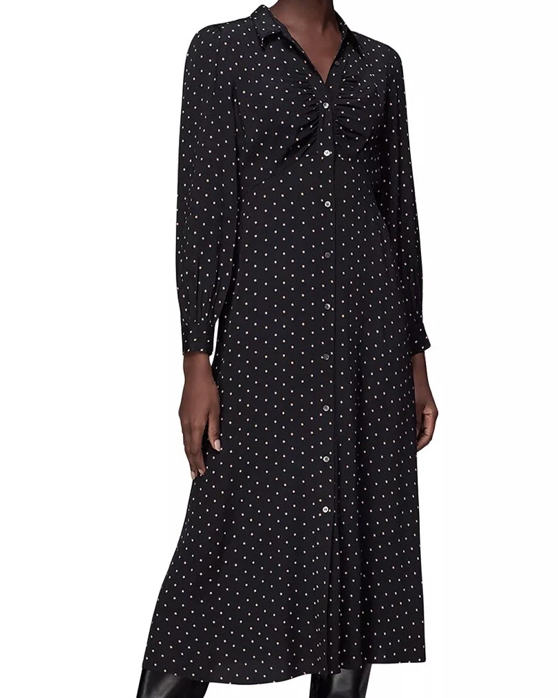 Whistles Molly Star Print Shirt Dress Black US 0 New eBay