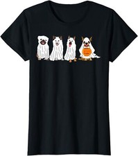 Dog Ghost Funny Halloween Mummy Dog Lover Family Ladies' Crewneck T-Shirt