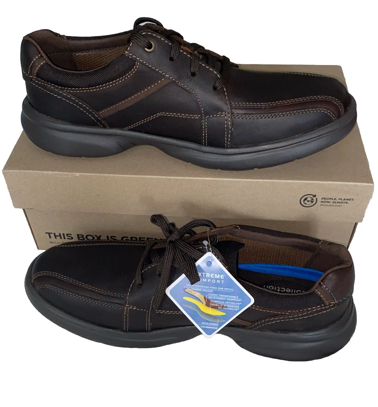 Scarpe Oxford da uomo Bradley Walk taglia 13M Clarks in pelle marrone nuove con scatola