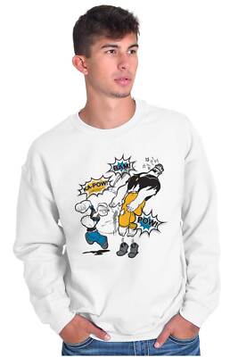 Popeye and Bluto Punch Bam Ka-Pow Cartoon Womens or Mens Crewneck Popeye and Bluto Punch Bam Ka-Pow Cartoon Womens or Mens Crewneck