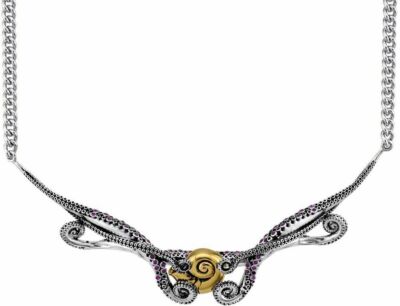 16''+2'' Rocklove Disney Sterling Silver Little Mermaid Tentacle Collar Necklace