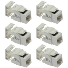 6x Cat5e RJ45 Network LAN Ethernet Keystone Jack 180 Degree 110 Punch Down White