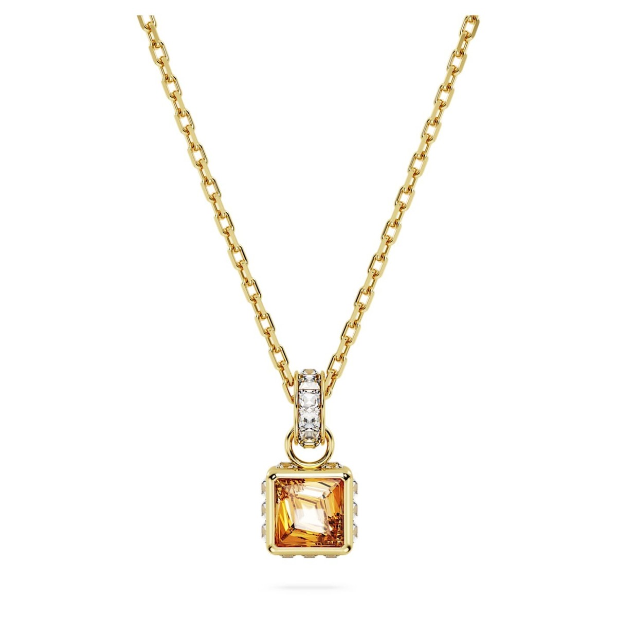 Swarovski 2023 Stilla pendant Square cut, Yellow, Gold-tone plated