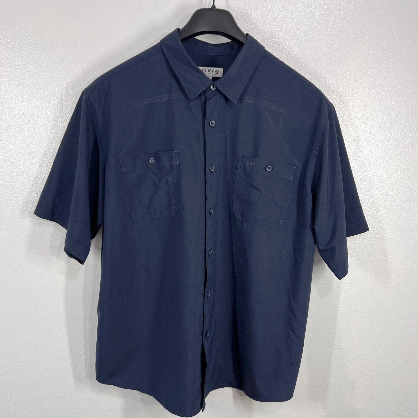 Orvis Shirt Performance Button Up Short Sleeve Fishing Hiking Shirt Mens XXL