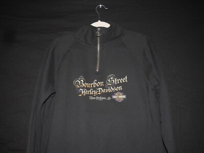 Vintage Harley Davidson Bourbon Street New Orleans 1/4 Zip Up Size Medium