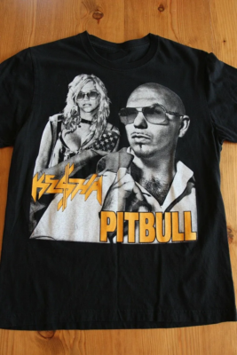Vtg Pitbull And Kesha Singer In Concert Cotton Black S-5XL Unisex