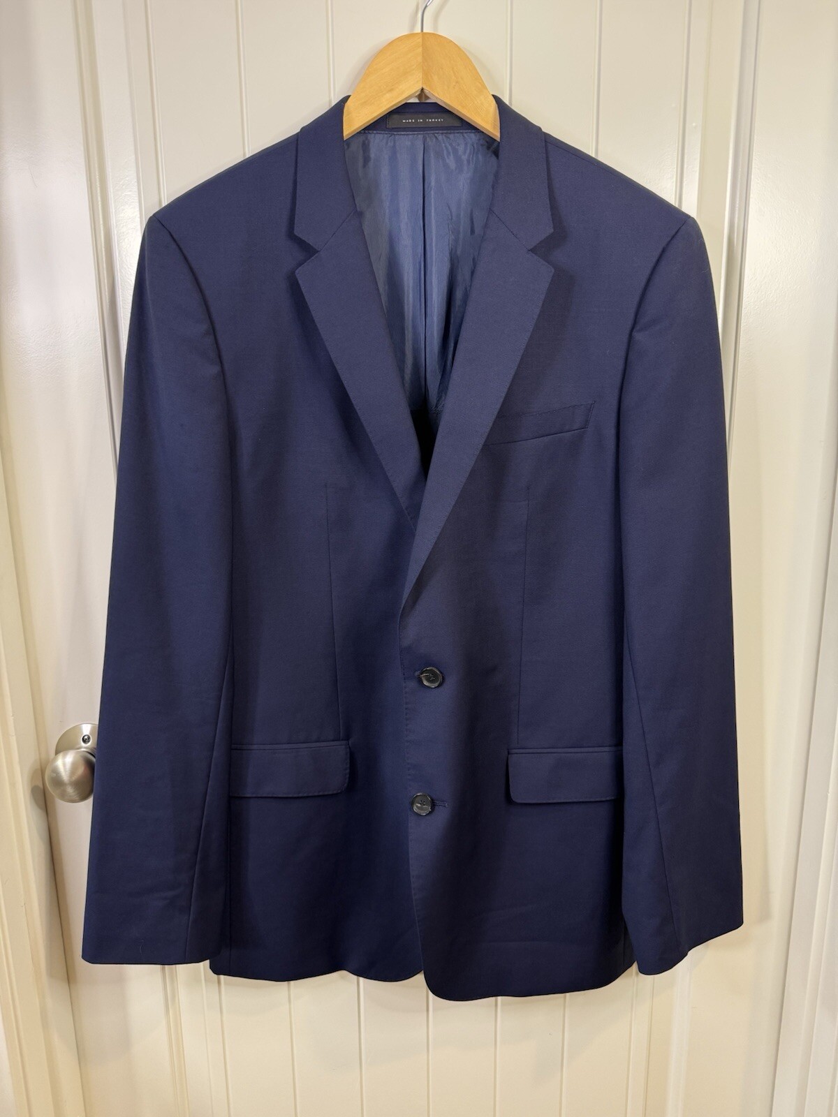 Hugo Boss Mens 42L Navy  2-Btn Sport Coat Blazer; Reda Woven in Italy; Super 110