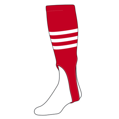 Pear Sox Otc Baseball Softball Stirrup Socks (a, 7in) White, Cardinal, Cardinal (l