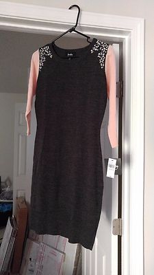 New By By Misses Downtime Sweater Dress Jeweled Blush Charcoal Gray Sz M