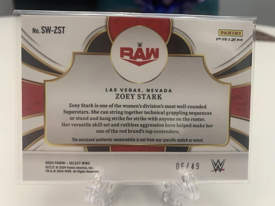 2024 WWE Panini Select Zoey Stark Swatches Memorabilia Blue Prizm #SW-ZST 06/49 - Image 2 of 3