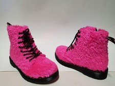 DR. MARTENS KIDS' 1460 TINSEL FAUX FUR BOOT IN PINK FUR Size  3 US