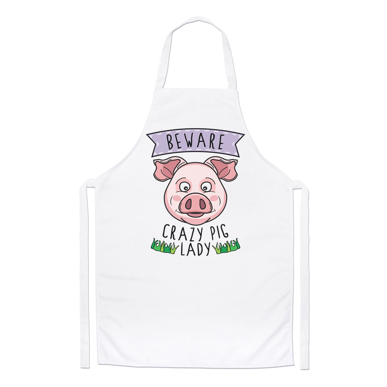 Beware Crazy Pig Lady Chefs Apron Funny Joke Animal Farm Cooking Baking